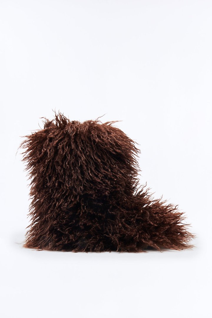 Freeze Faux Fur Booties - Brown