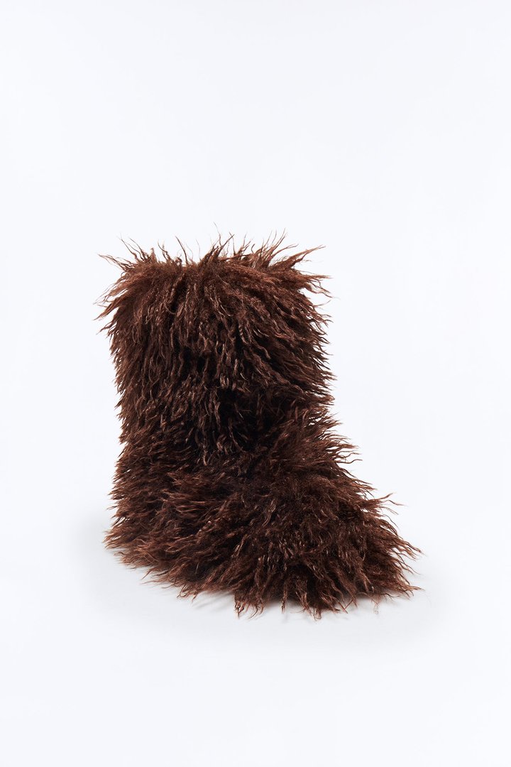 Freeze Faux Fur Booties - Brown
