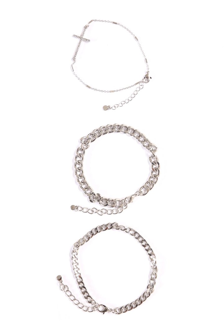 Say A Prayer Anklet Trio - Silver
