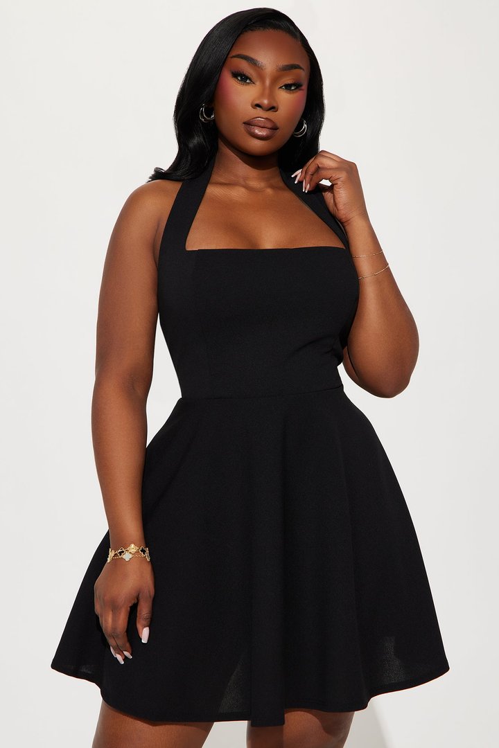Alena Halter Mini Dress - Black