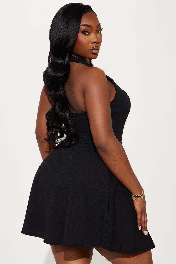 Alena Halter Mini Dress - Black