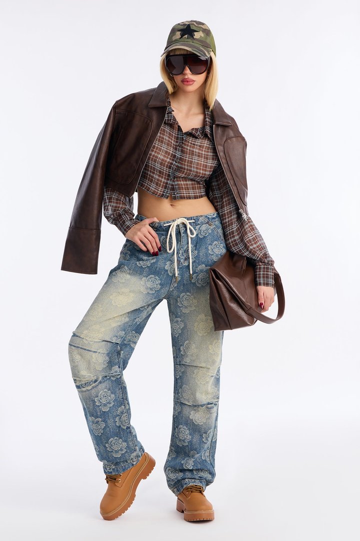 Flowers To Myself Tinted Jacquard Jeans - Vintage Wash
