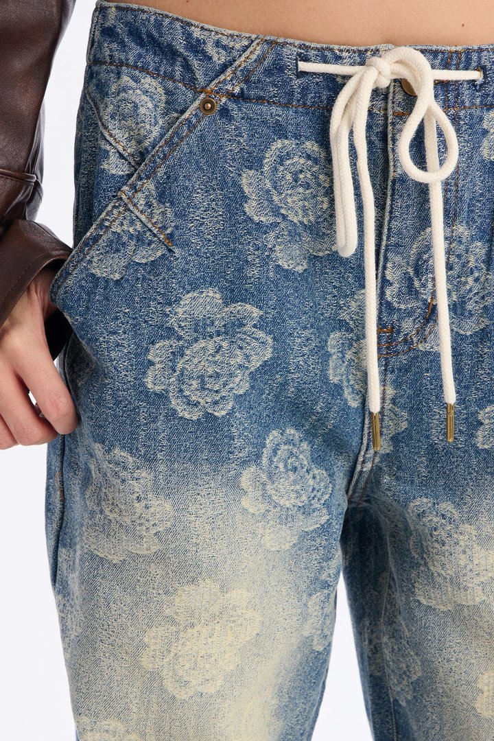 Flowers To Myself Tinted Jacquard Jeans - Vintage Wash