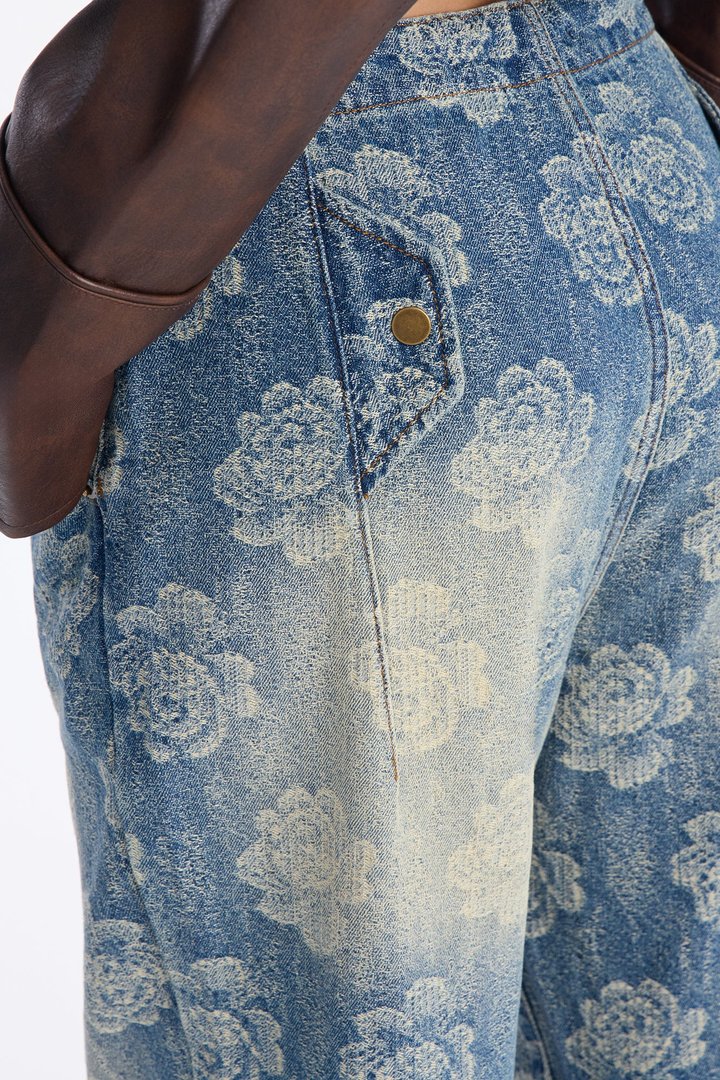 Flowers To Myself Tinted Jacquard Jeans - Vintage Wash