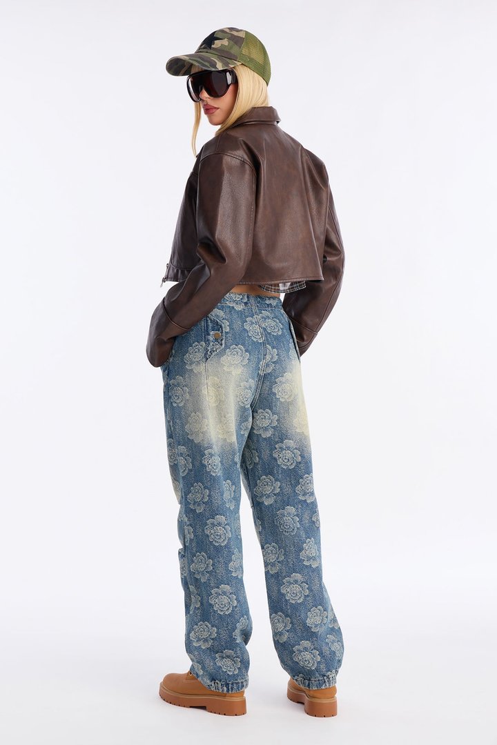 Flowers To Myself Tinted Jacquard Jeans - Vintage Wash
