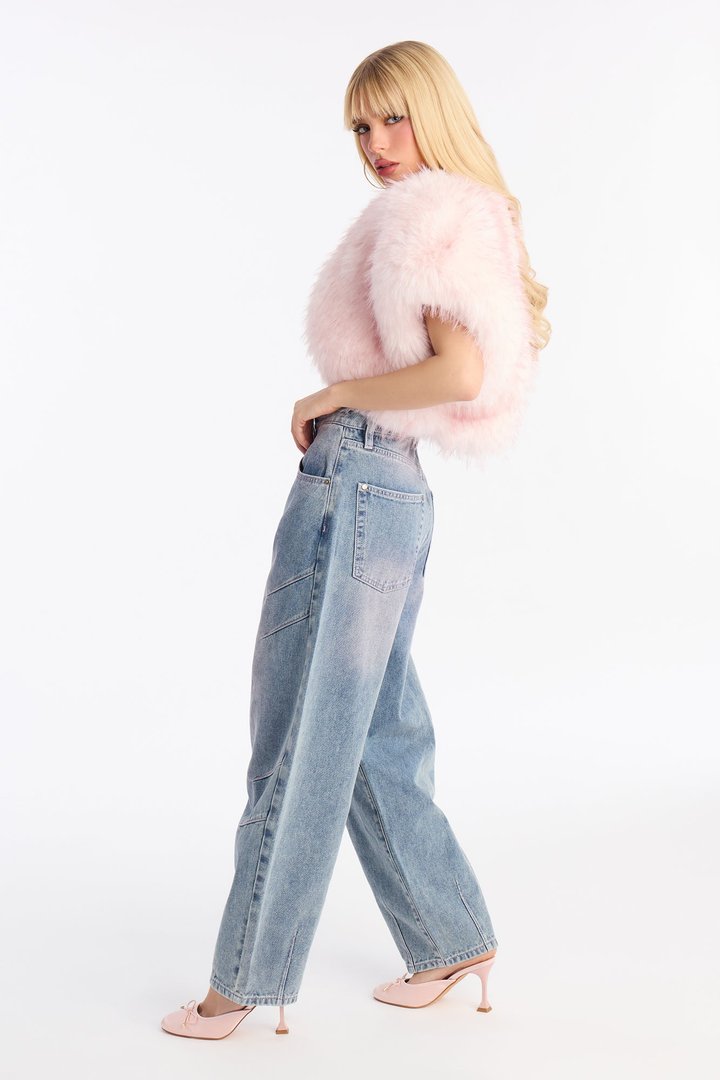 No Love Lost Pink Tinted Jeans - Light Wash