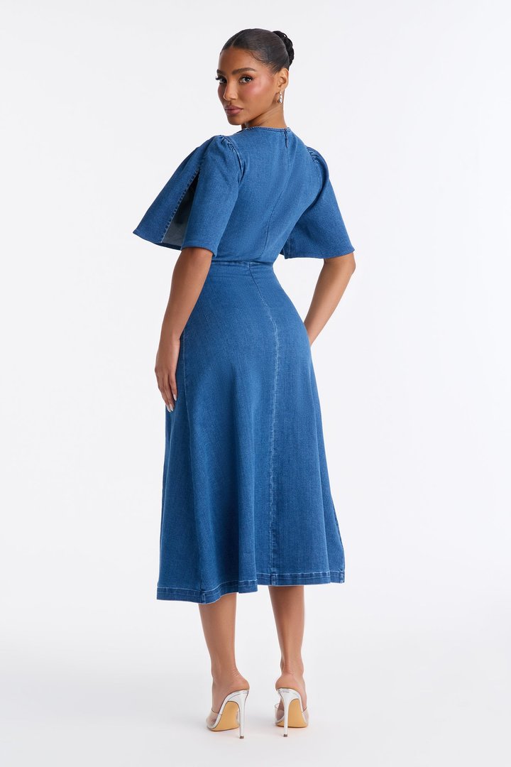 Aliza Denim Midi Dress - Medium Wash