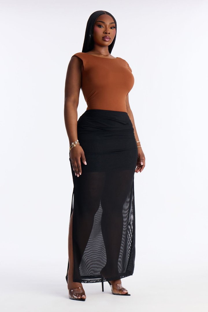 Second Skin Double Lined Backless Bodysuit - Mocha