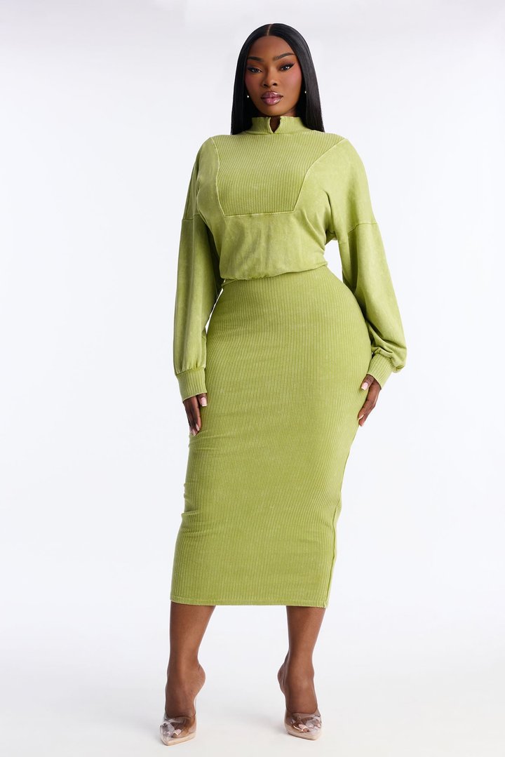 Chey Sweater Midi Dress - Sage