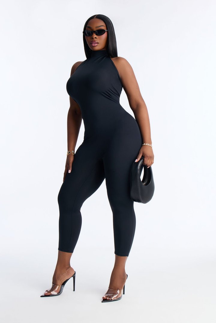 Kaia Halter Capri Catsuit - Black