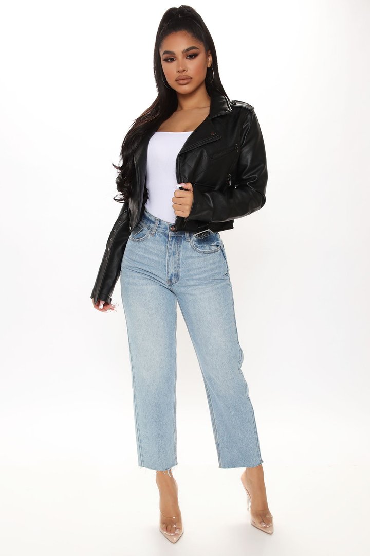 Not A Quilter Faux Leather Jacket - Black