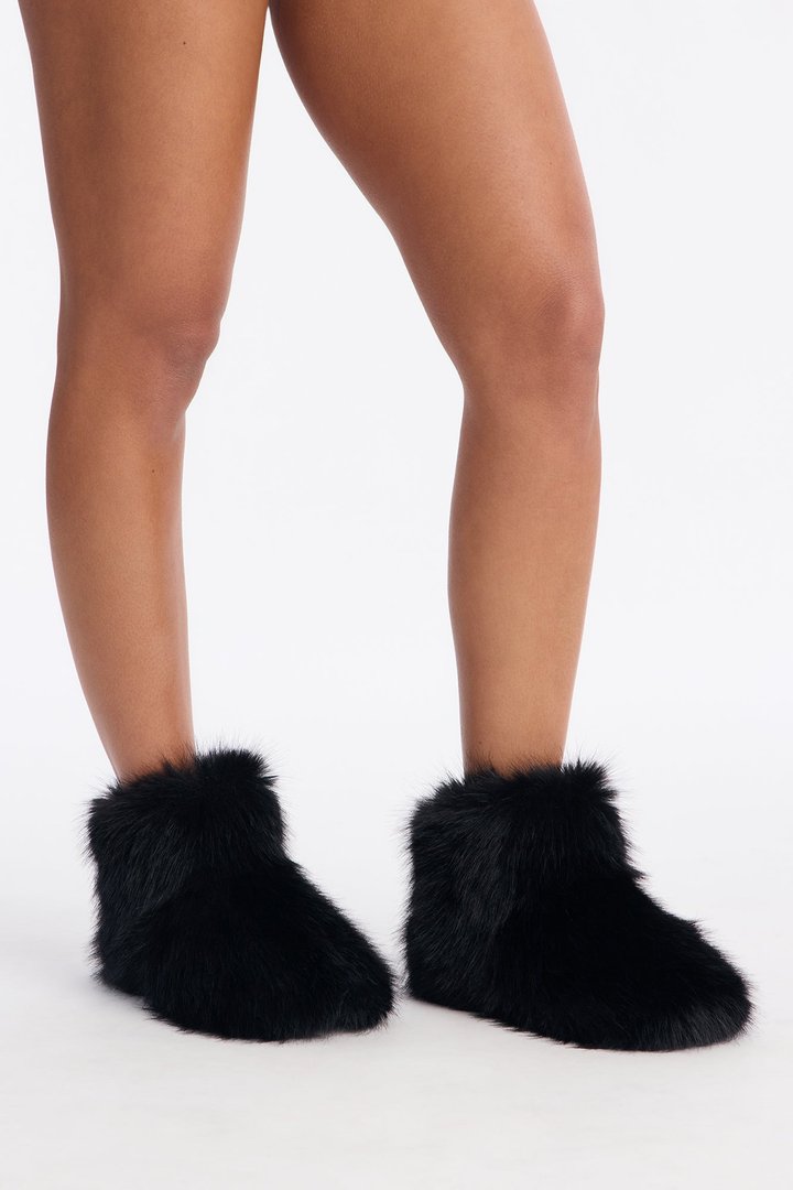 Northern Faux Fur Booties - Black
