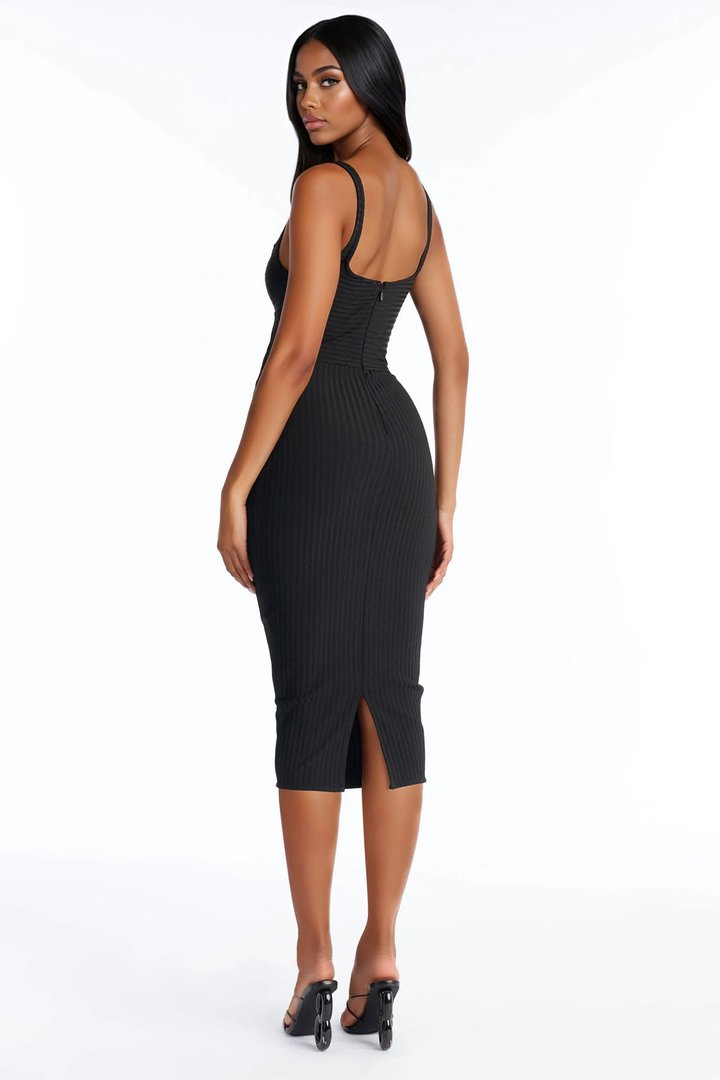 No Cuts Given Bandage Midi Dress - Black