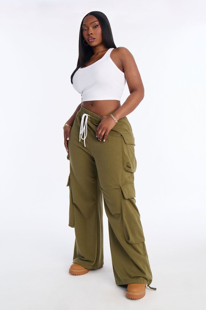 Kayla Cargo Sweatpants - Olive