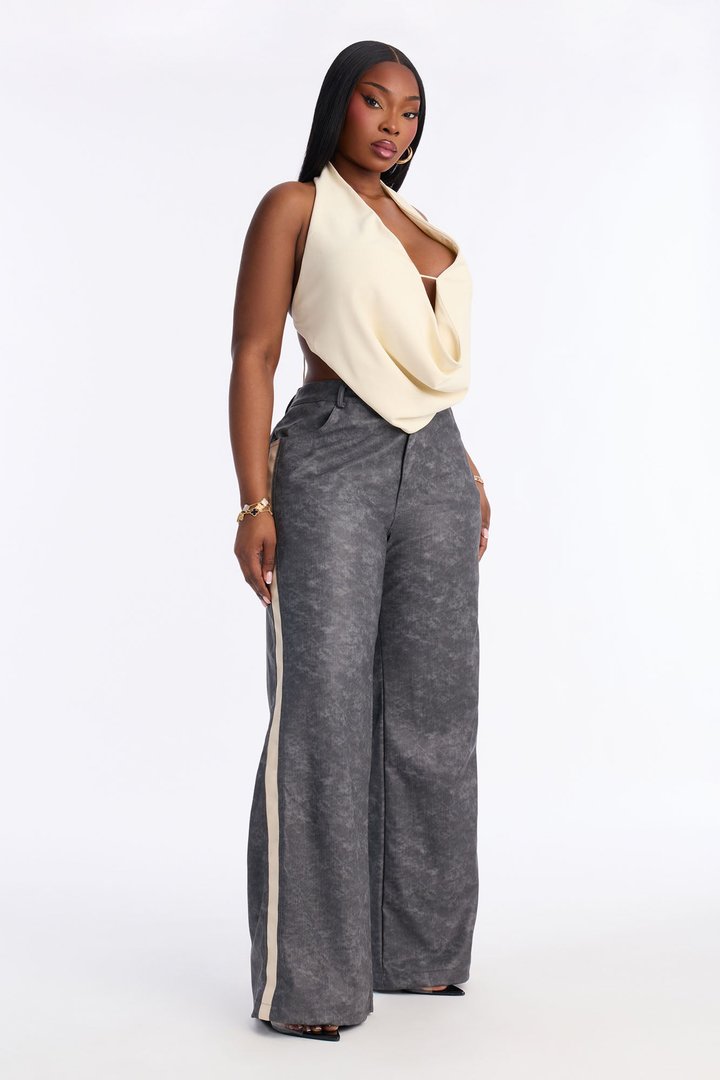 Kelsey Washed Faux Leather Wide Leg Pant - Rinse Blue Wash