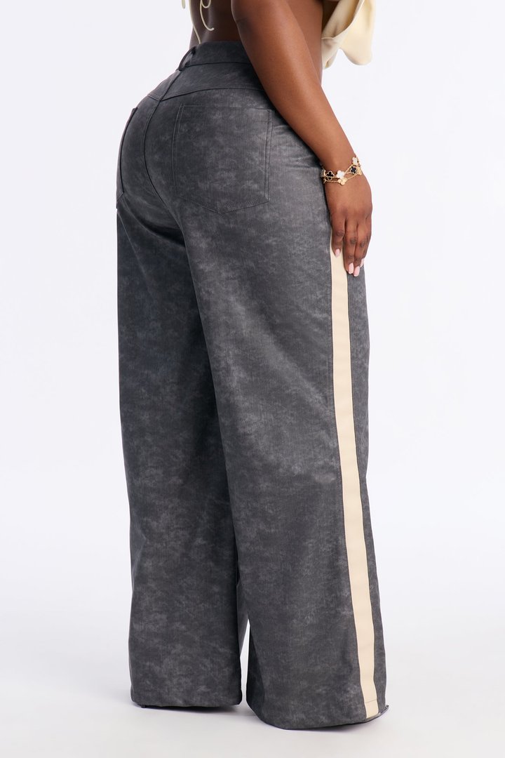 Kelsey Washed Faux Leather Wide Leg Pant - Rinse Blue Wash