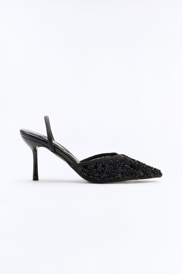 Dazzle Sequin Slingback Pumps - Black