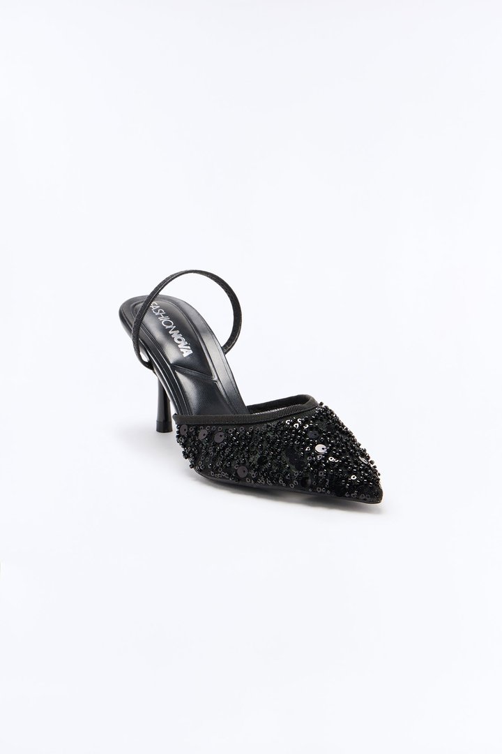 Dazzle Sequin Slingback Pumps - Black