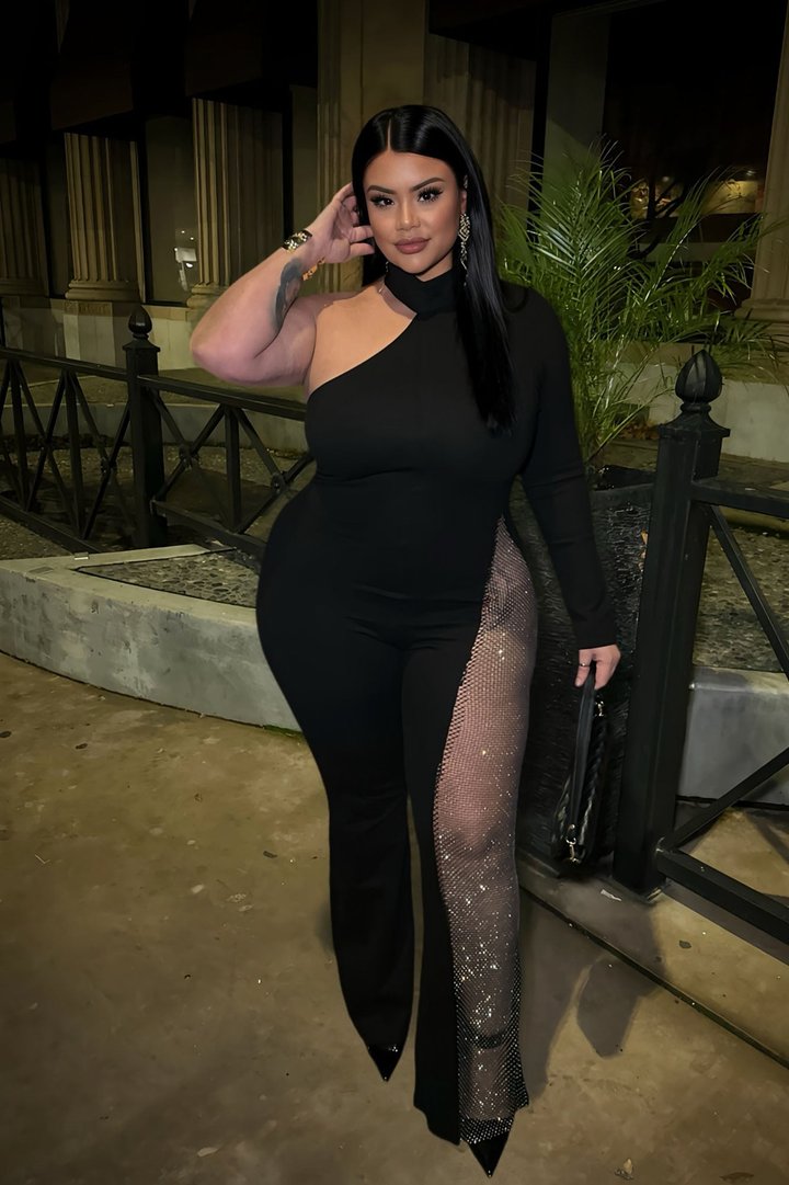 See Me Shine Embellished Jumpsuit - Black