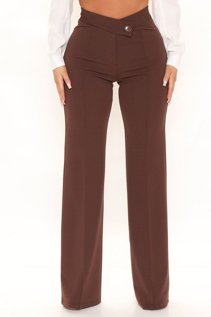 Call It Even Wide Leg Dress Pants - Chocolate