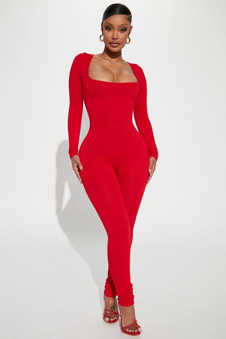Sasha Smooth Snatched Jumpsuit - Red