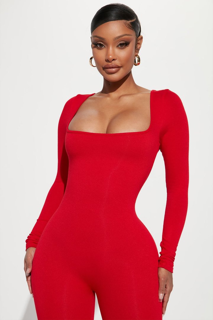 Sasha Smooth Snatched Jumpsuit - Red