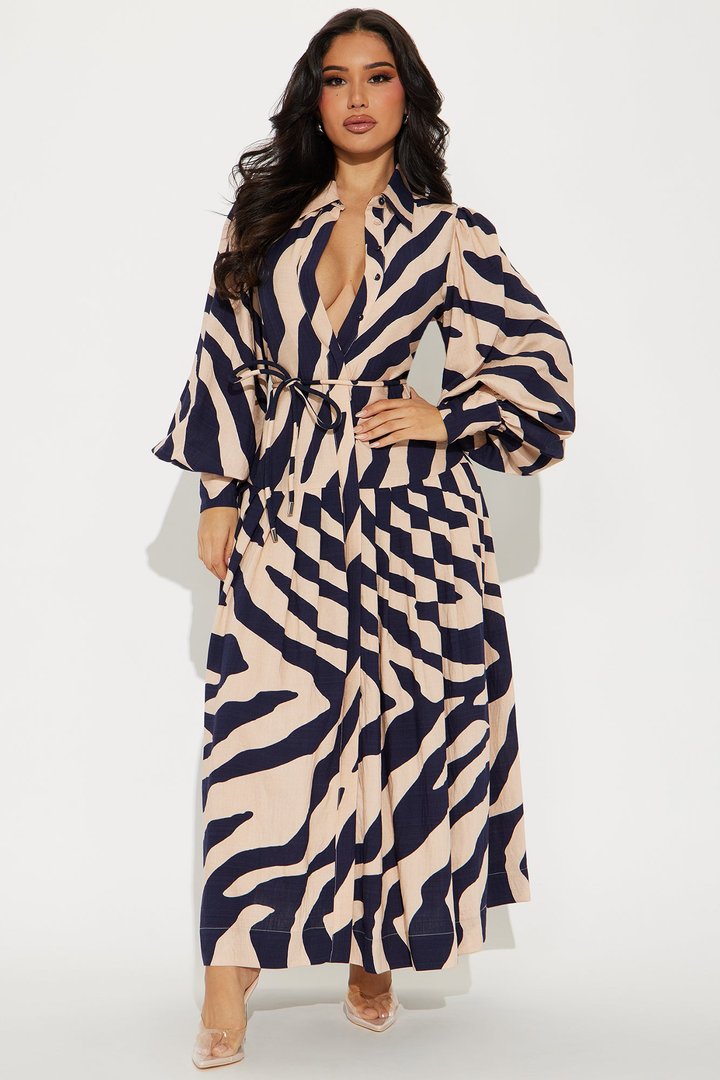 Marielos Maxi Shirt Dress - Nude/combo