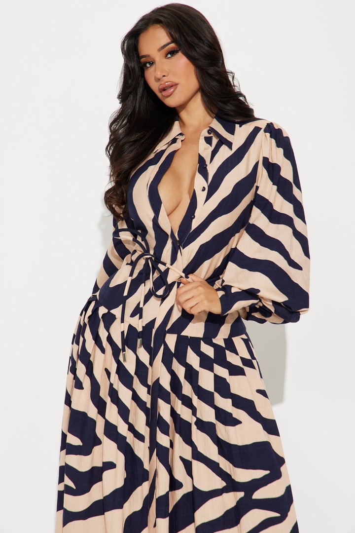 Marielos Maxi Shirt Dress - Nude/combo