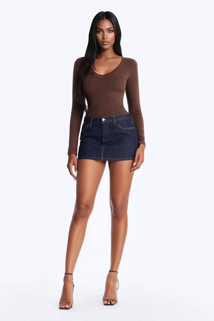 Sami V Neck Top - Brown