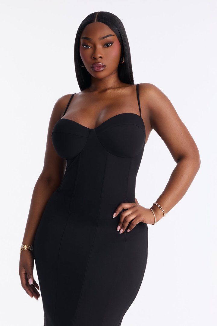 Albia Blazer Midi Dress Set - Black