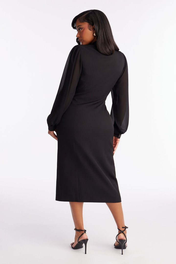 Standing On Business Blazer Midi Dress - Black