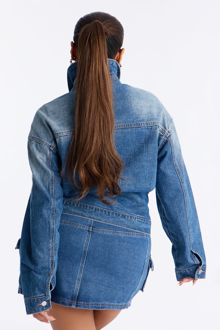 South Surrey Belted Denim Jacket - Medium Wash