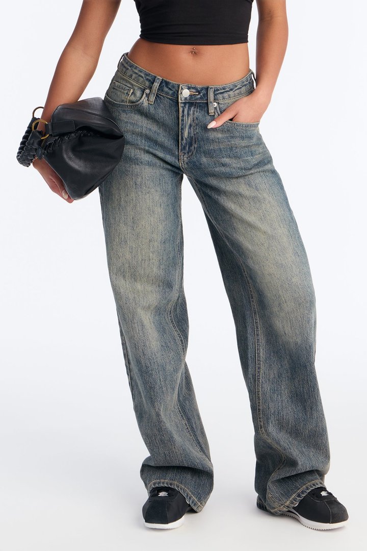 Highs And Lows Stretch Straight Leg Jeans - Vintage Wash