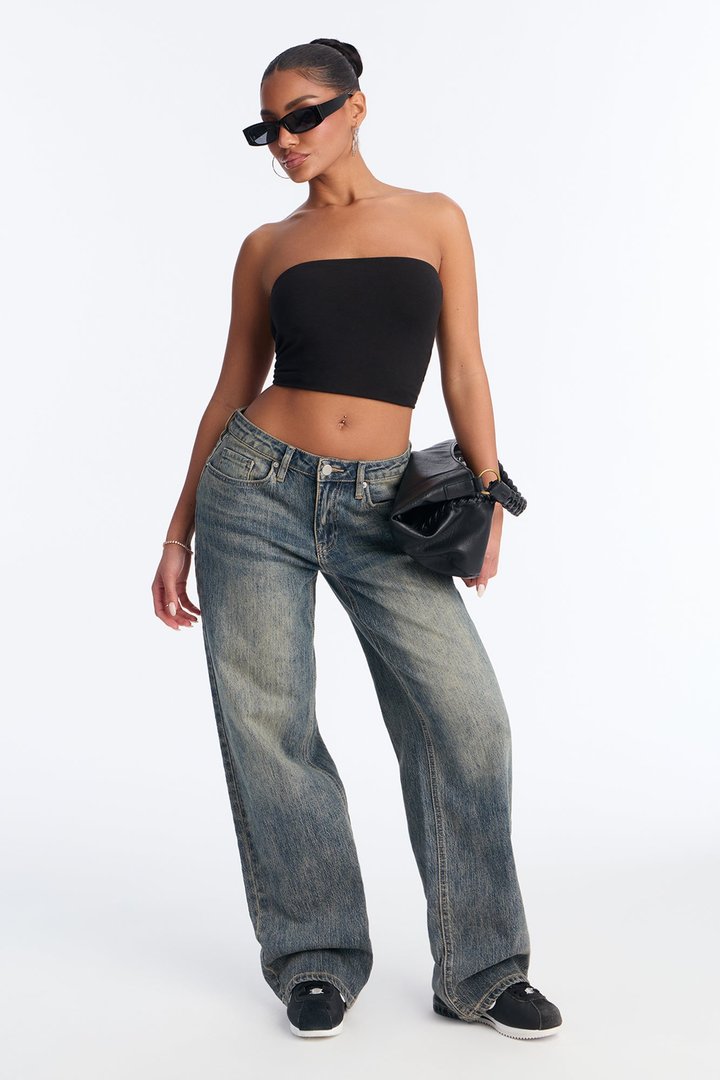 Highs And Lows Stretch Straight Leg Jeans - Vintage Wash