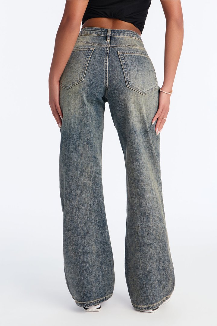 Highs And Lows Stretch Straight Leg Jeans - Vintage Wash