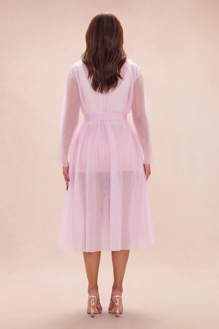 Karlee Belted Tulle Coat - Light Pink