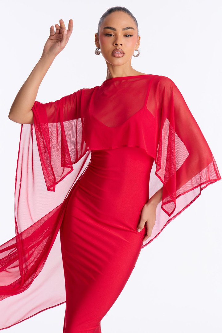 Staying True Satin Maxi Dress - Red