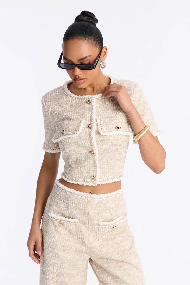 Serenity Tweed Pant Set - Cream
