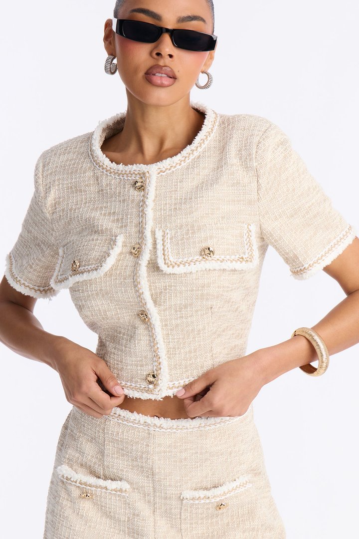 Serenity Tweed Pant Set - Cream