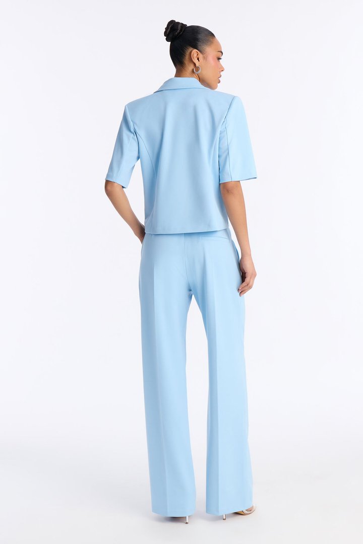 Kate Short Sleeve Blazer Pant Set - Light Blue