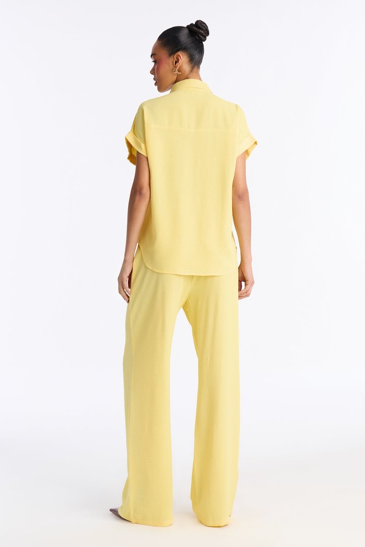 Makela Flowy Wide Leg Pant Set - Yellow