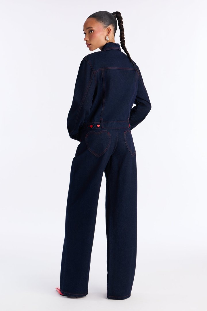 Love Language Wide Leg Jeans - Rinse Blue Wash