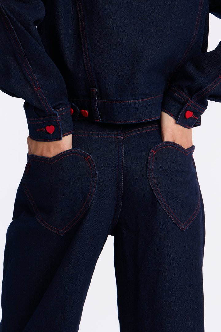 Love Language Wide Leg Jeans - Rinse Blue Wash