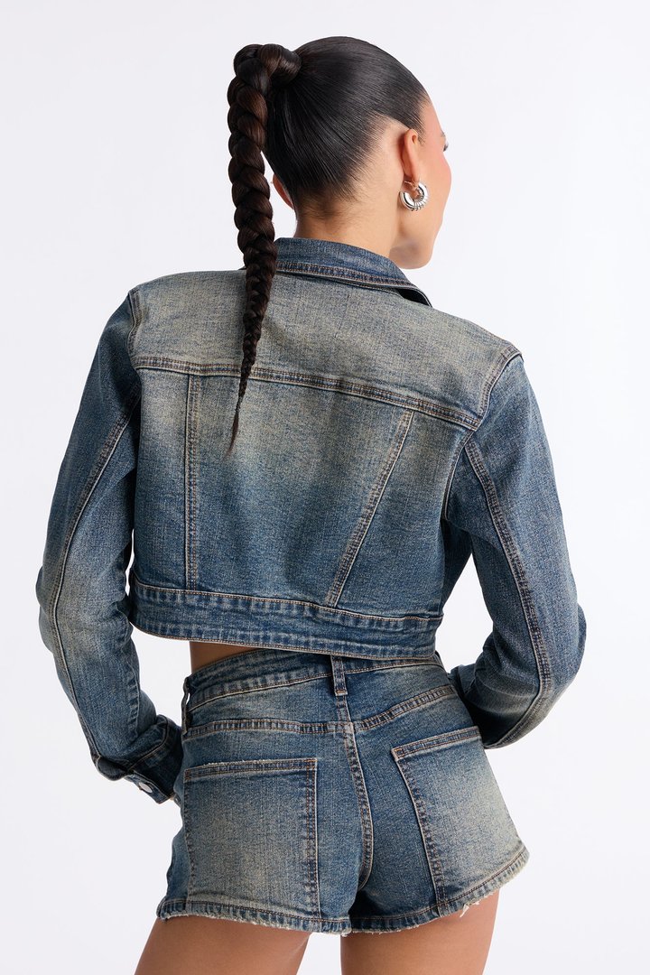 Short Fuse Stretch Denim Jacket - Vintage Wash