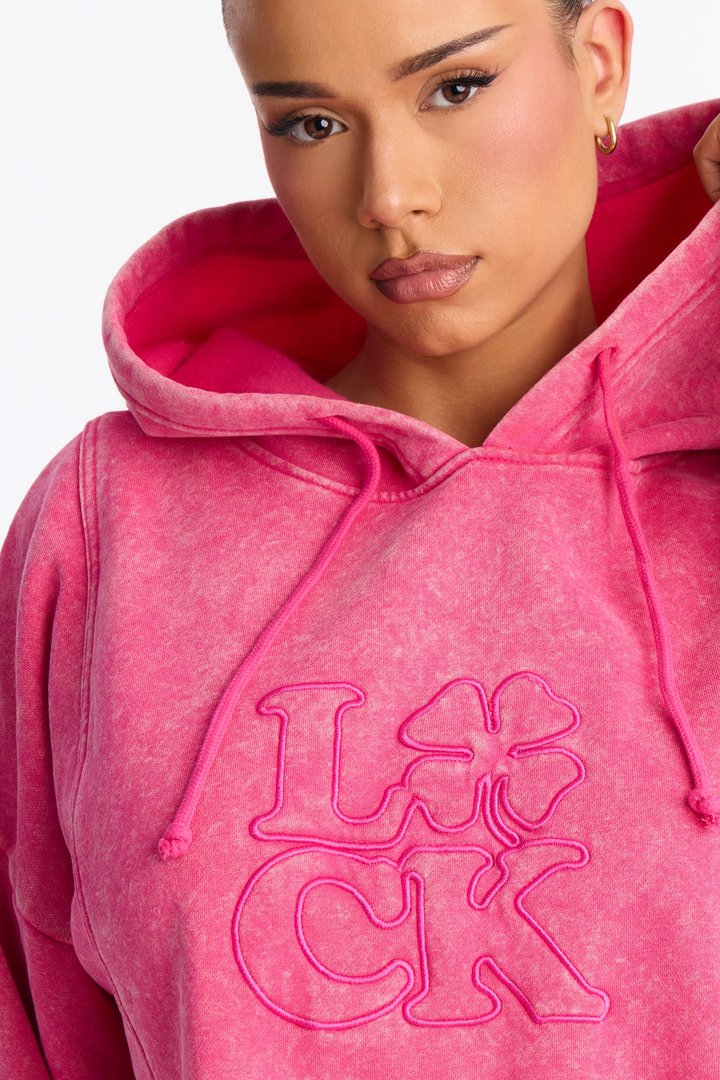 Get Lucky Washed Fleece Jogger Set - Pink