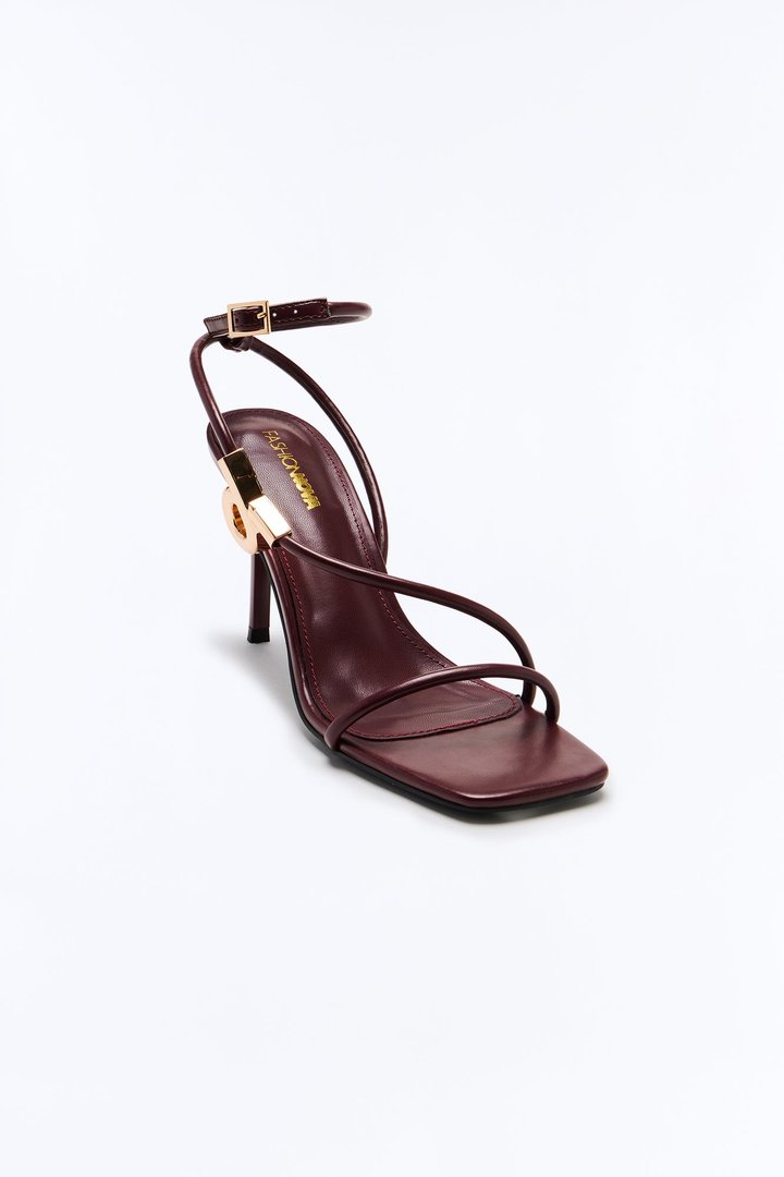 Kasey Ankle Strap Heels - Burgundy