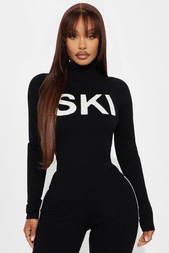 Ski Season Pullover Sweater Set - Black