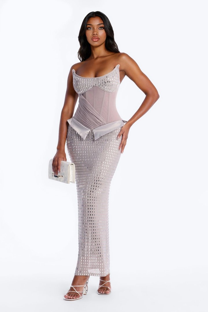 Sapphira Rhinestone Gown - Silver