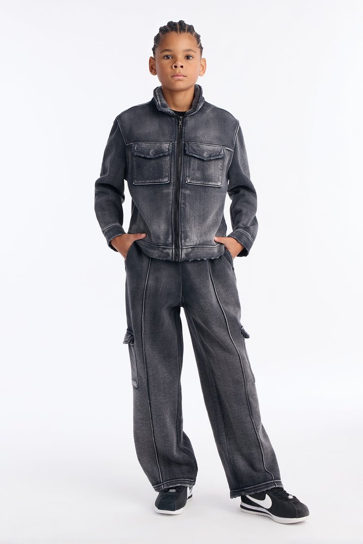 Mini Heavy Wash Relaxed Fleece Jacket - Black Wash