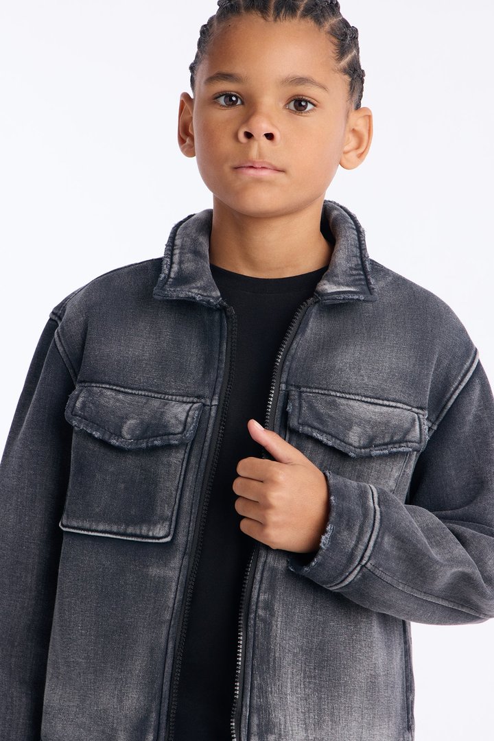 Mini Heavy Wash Relaxed Fleece Jacket - Black Wash